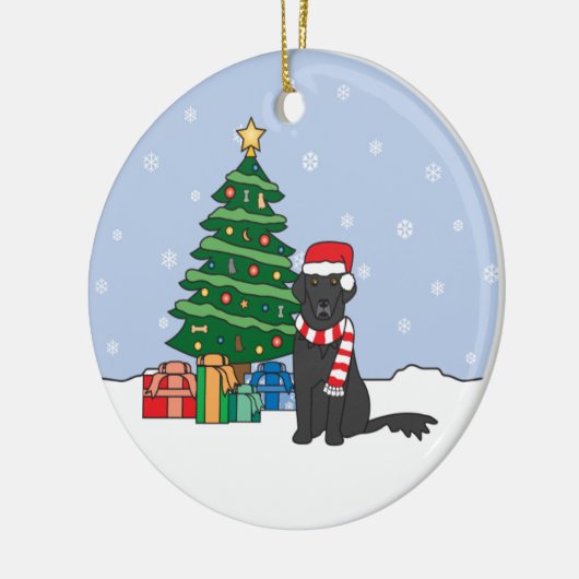 平ら上塗を施してあるレトリーバーのクリスマスのオーナメント セラミックオーナメント (左)