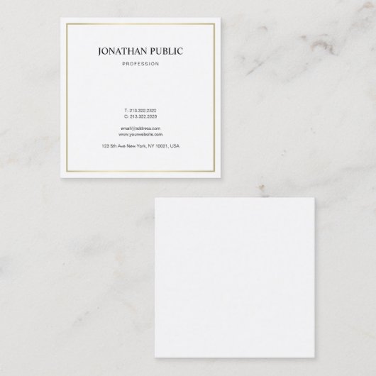 平エレガントお洒落式モダン金ゴールドルックプロフェッショナル スクエア名刺 (正面/裏面)