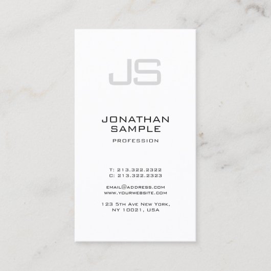 平エレガントミニマルモノグラムのモダン面 名刺 (正面)