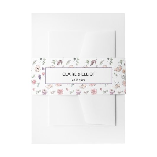 平エレガントモダン植物緑結婚病 招待状ベリーバンド (正面例)