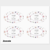 平エレガントモダン植物緑結婚病 楕円形シール (シート)