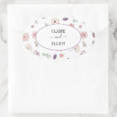 平エレガントモダン植物緑結婚病 楕円形シール (バッグ)