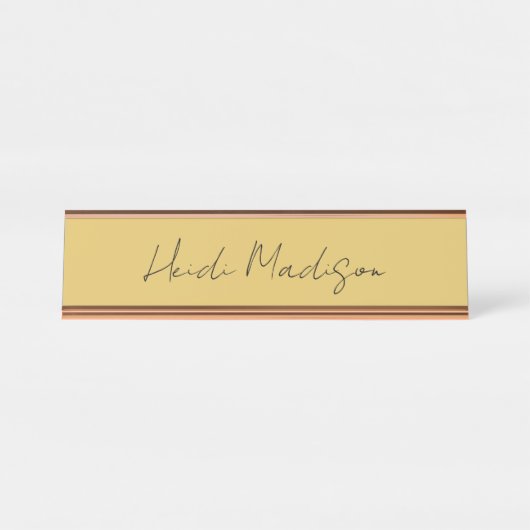 平エレガントモダン金ゴールドシンプル色書 デスクネームプレート (正面)