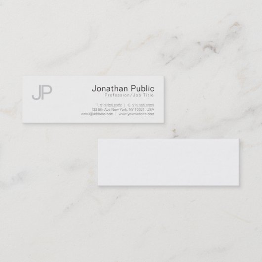 平エレガントモノグラムのモダンデザインお洒落 スキニー名刺 (正面/裏面)