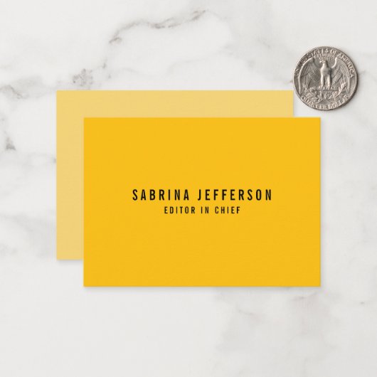 平エレガントユニークシンプル黄ミニマルオレンジ ノートカード (正面/裏面インサイチュ)