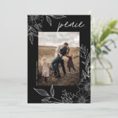 平エレガント和クリスマスフローラブラック写真 シーズンカード (スタンド正面)