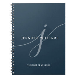平エレガント塵のネイビーブルースクリプトモノグラム ノートブック