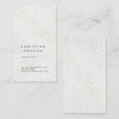 平エレガント白フェイクグリッター効果 名刺 (正面/裏面)