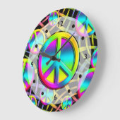 平カラフル和 – クロック顔透過 ラージ壁時計 (傾斜)