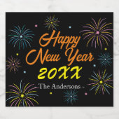 平カラフル正大晦日パーティー スパークリングワインラベル (シングルラベル)