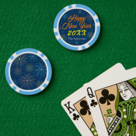 平カラフル正月のイブパーティー – 青 ポーカーチップ