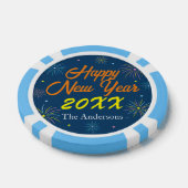 平カラフル正月のイブパーティー – 青 ポーカーチップ (シングル)