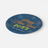 平カラフル正月大晦日パーティー – ネイビーブルー ペーパープレート (アングル)