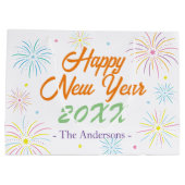 平カラフル正月大晦日パーティー – ホワイト ラージペーパーバッグ (裏面)