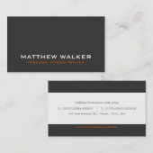 平シンプルはっきりした炭モダン灰色オレンジ 名刺 (正面/裏面)