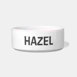 平シンプルミニマル白と灰色の水猫または犬 ボウル