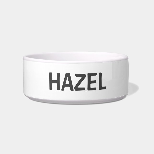 平シンプルミニマル白と灰色の水猫または犬 ボウル (正面)