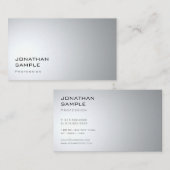 平スタイリッシュお洒落モダン銀プロフェッショナル 名刺 (正面/裏面)