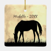 平パーソナライズされた和の馬が聖降誕祭を牧 セラミックオーナメント (裏面)