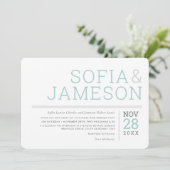 平ミニマル結婚式パステルモダングミント 招待状 (スタンド正面)