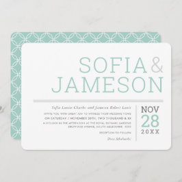 平ミニマル結婚式パステルモダングミント 招待状