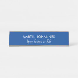 平モダンエレガント青スタイリッシュミニマル デスクネームプレート