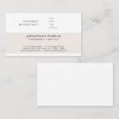 平モダンエレガント面的なアポイントメント 予約カード (正面/裏面)