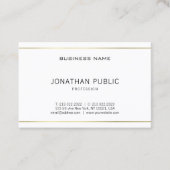 平モダンミニマルエレガント金ゴールドストライプ 名刺 (正面)