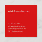 平モダンミニマルシンプル色エレガントと赤 スクエア名刺 (裏面)