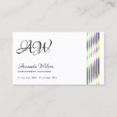 平モダン白デコカラフルーストライプモノグラム 名刺 (正面)
