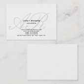 平モダン白モダン灰色モノグラム 名刺 (正面/裏面)