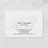 平モダン白モダン灰色モノグラム 名刺 (正面)