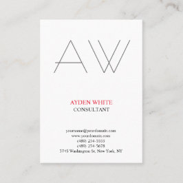 平モダン白黒赤グレイシンプルモノグラム 名刺