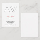 平モダン白黒赤グレイシンプルモノグラム 名刺 (正面/裏面)