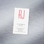 平モダン直シンプル鉛白色モノグラム マグネット名刺 (インサイチュ)