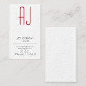 平モダン直シンプル鉛白色モノグラム 名刺 (正面/裏面)