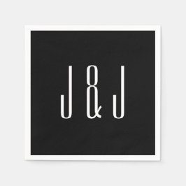 平モダン黒結婚の スタンダードカクテルナプキン