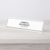 平ユニークエレガント式シンプル白黒 デスクネームプレート (正面)