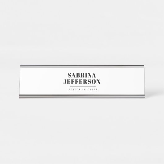 平ユニークエレガント式シンプル白黒 デスクネームプレート (正面)