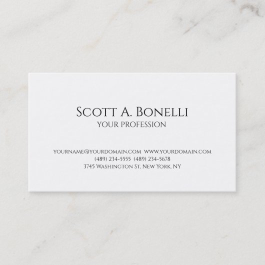 平ユニークエレガント式シンプル白 名刺 (正面)