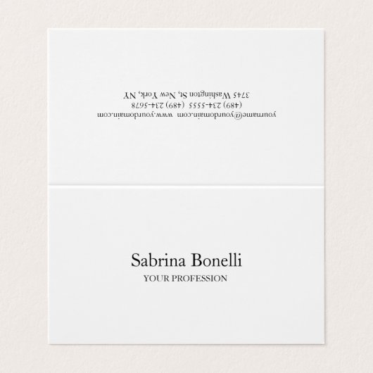 平ユニークエレガント白シンプル 名刺 (外部フラット)