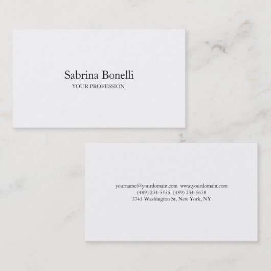 平ユニークエレガント白シンプル 名刺 (正面/裏面)