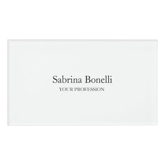平ユニークエレガント白シンプル 名札 (正面)