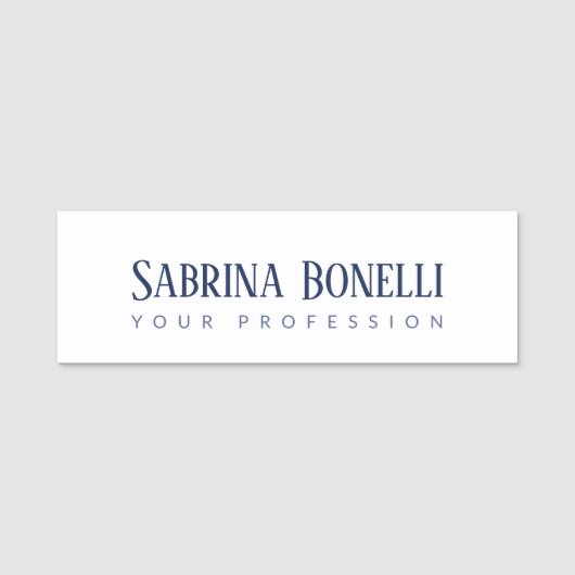 平ユニークシンプルエレガントブルー白 名札 (正面)