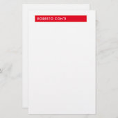 平ユニークモダン均ミニマル名赤白 便箋 (正面/裏面)