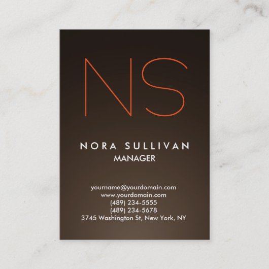 平ユニーク一シンプルグラムセピア茶色 名刺 (正面)