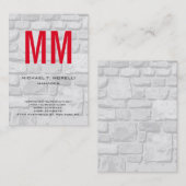 平ユニーク壁シンプル石レッドモノグラム 名刺 (正面/裏面)