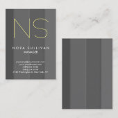 平ユニーク灰色シンプルイエローモノグラム 名刺 (正面/裏面)