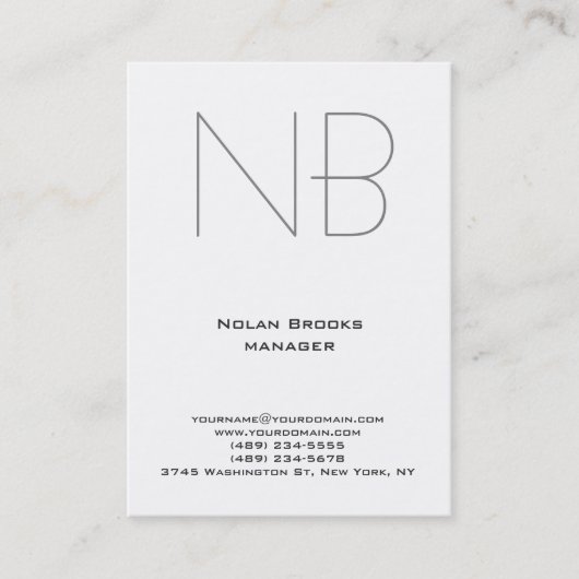 平ユニーク白グシンプルレーモノグラム 名刺 (正面)