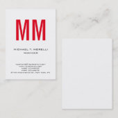 平ユニーク白シンプル赤モノグラム 名刺 (正面/裏面)